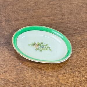 Vintage Noritake Butter Pat Roseara Pattern Green Floral Made in Japan 1.5x2.5